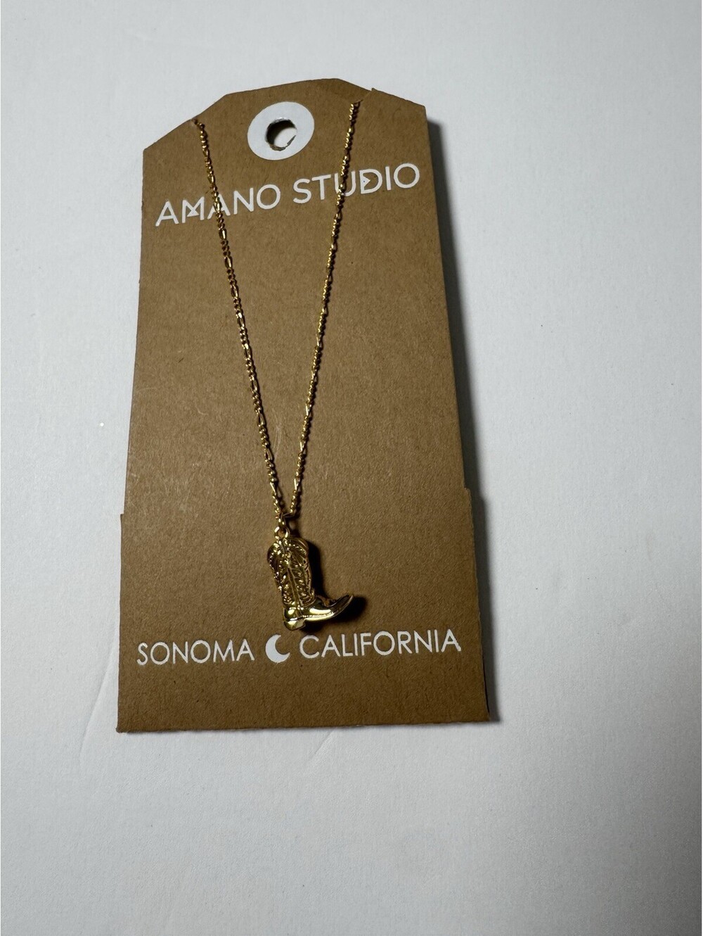 Cowboy Boot Pendant Necklace Gold Plated Stainless Steel Charm Link Chain